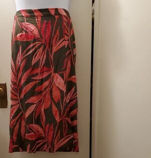 NWT Time and Tru Women's Linen Blend Midi Skirt With Side Slit Large (12-14)